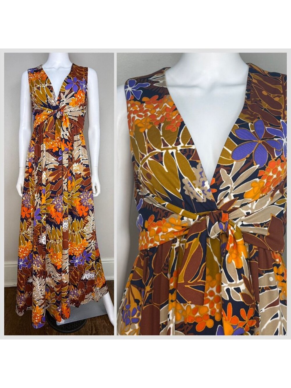 Vintage 1970s Tropical Floral Maxi Dress, Collectors Items by Anne Fogarty S/M